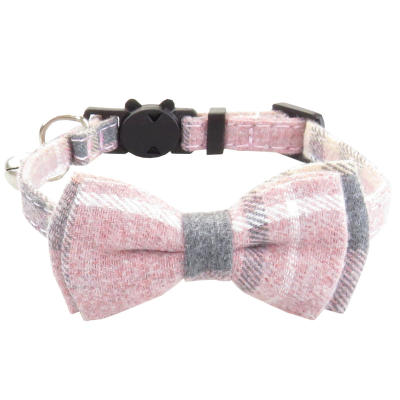 HKM-7960125 Classic Plaid Breakaway Cat Collar with Bowtie and Scarf, Adjustable Fit