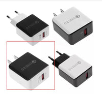HKM-796307 Multi-Function USB Mobile Phone Charger Head - Fast Charging, 5V 3A, Single Port, Available in White and Black Options