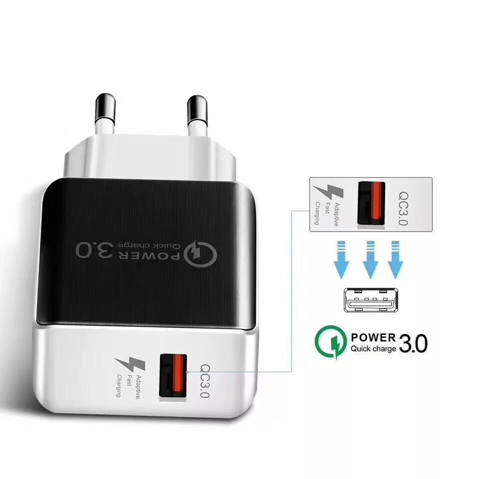 HKM-796307 Multi-Function USB Mobile Phone Charger Head - Fast Charging, 5V 3A, Single Port, Available in White and Black Options