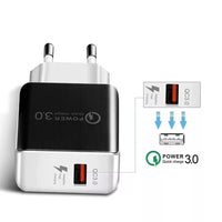 HKM-796307 Multi-Function USB Mobile Phone Charger Head - Fast Charging, 5V 3A, Single Port, Available in White and Black Options