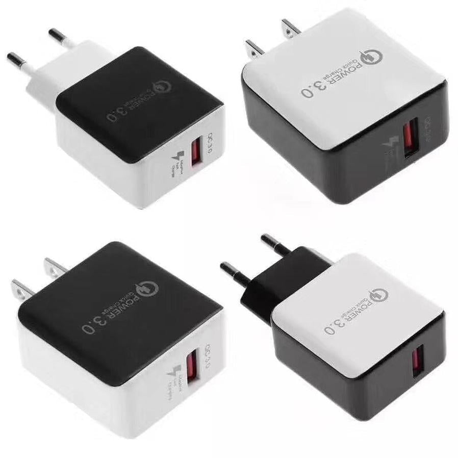 HKM-796307 Multi-Function USB Mobile Phone Charger Head - Fast Charging, 5V 3A, Single Port, Available in White and Black Options