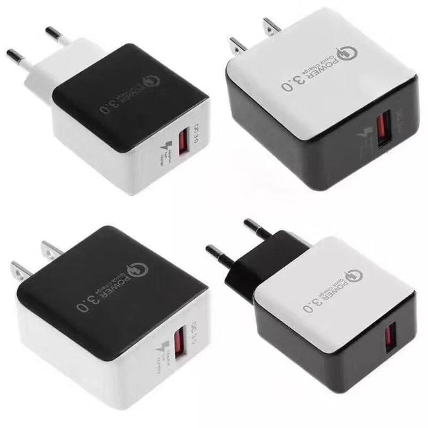 HKM-796307 Multi-Function USB Mobile Phone Charger Head - Fast Charging, 5V 3A, Single Port, Available in White and Black Options