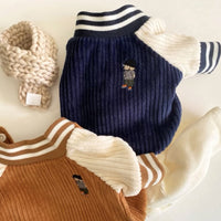 HKM-7964221 Thermal Pet Jacket for Autumn and Winter - Navy Blue & Brown Baseball Styles