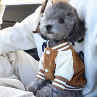 HKM-7964221 Thermal Pet Jacket for Autumn and Winter - Navy Blue & Brown Baseball Styles