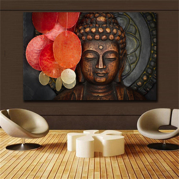 HKM-796435 Buddha Still Life Inkjet Canvas Art for Living Room and Bedroom Decor, Modern Simple Design 40X60CM, 50X70CM, 60X80CM