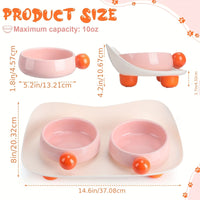 HKM-7965117 Elevated Ceramic Cat Bowl Set with Non-Slip Support for Food and Water, Washable for Cats and Small Dogs