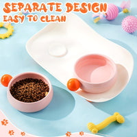 HKM-7965117 Elevated Ceramic Cat Bowl Set with Non-Slip Support for Food and Water, Washable for Cats and Small Dogs