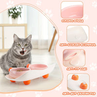 HKM-7965117 Elevated Ceramic Cat Bowl Set with Non-Slip Support for Food and Water, Washable for Cats and Small Dogs