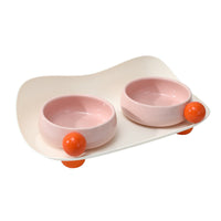 HKM-7965117 Elevated Ceramic Cat Bowl Set with Non-Slip Support for Food and Water, Washable for Cats and Small Dogs