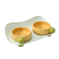 HKM-7965117 Elevated Ceramic Cat Bowl Set with Non-Slip Support for Food and Water, Washable for Cats and Small Dogs