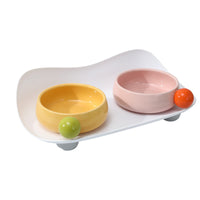 HKM-7965117 Elevated Ceramic Cat Bowl Set with Non-Slip Support for Food and Water, Washable for Cats and Small Dogs