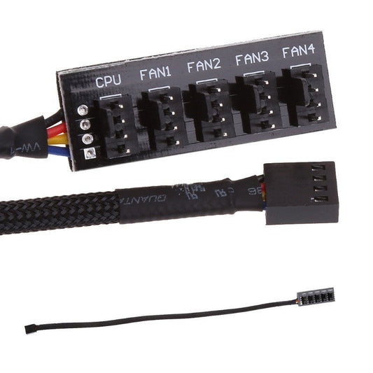 HKM-796627 4-Pin TX4 PWM CPU Fan Hub Splitter for Up to 5 Fans with Cable Management