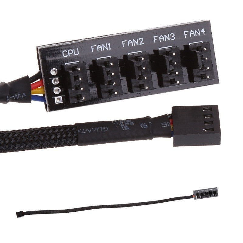 HKM-796627 4-Pin TX4 PWM CPU Fan Hub Splitter for Up to 5 Fans with Cable Management