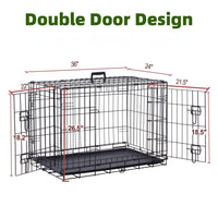 HKM-7967293 Large Encrypted Folding Dog Crate for Corgis and Shiba Inus, Iron Wire Construction, Two Size Options