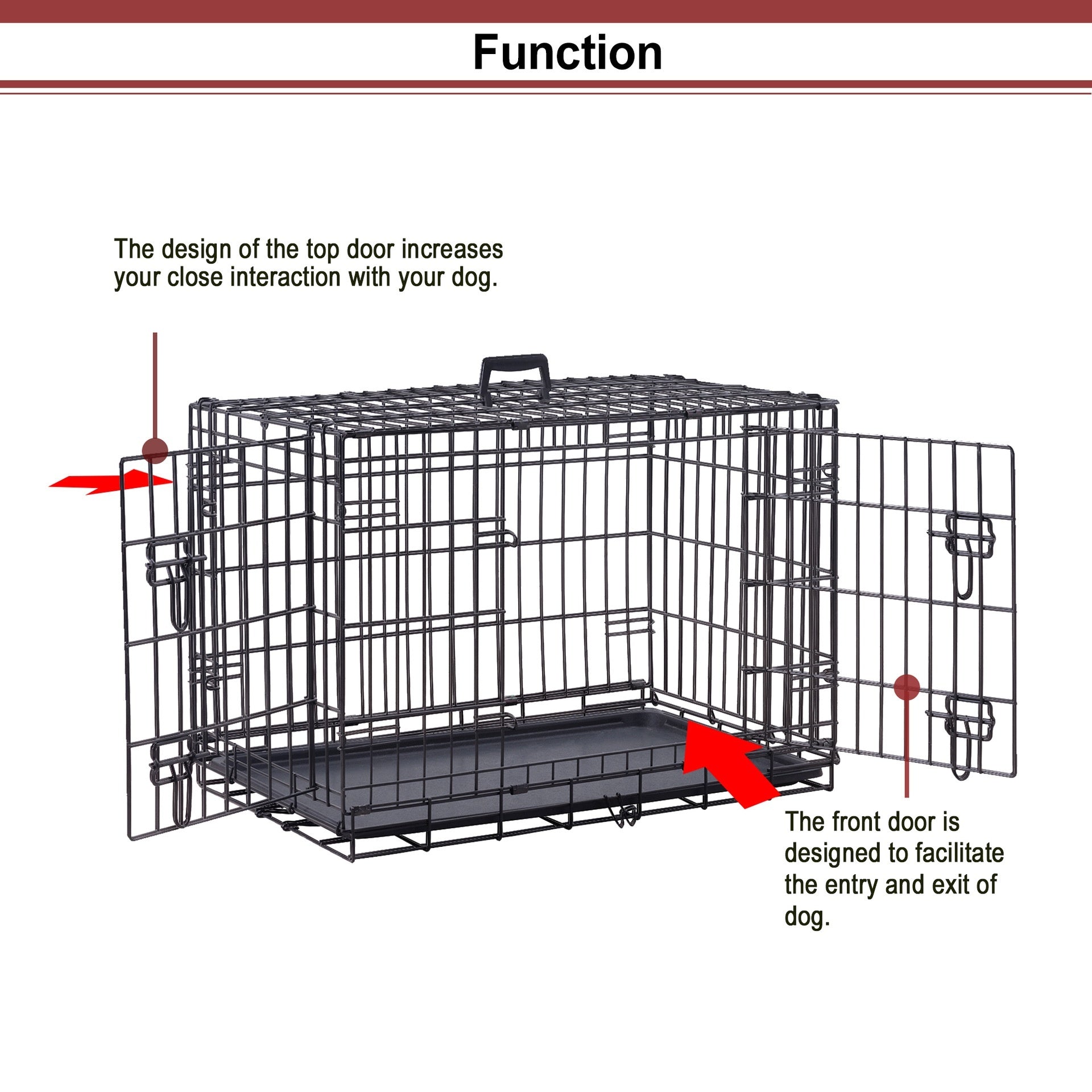 HKM-7967293 Large Encrypted Folding Dog Crate for Corgis and Shiba Inus, Iron Wire Construction, Two Size Options
