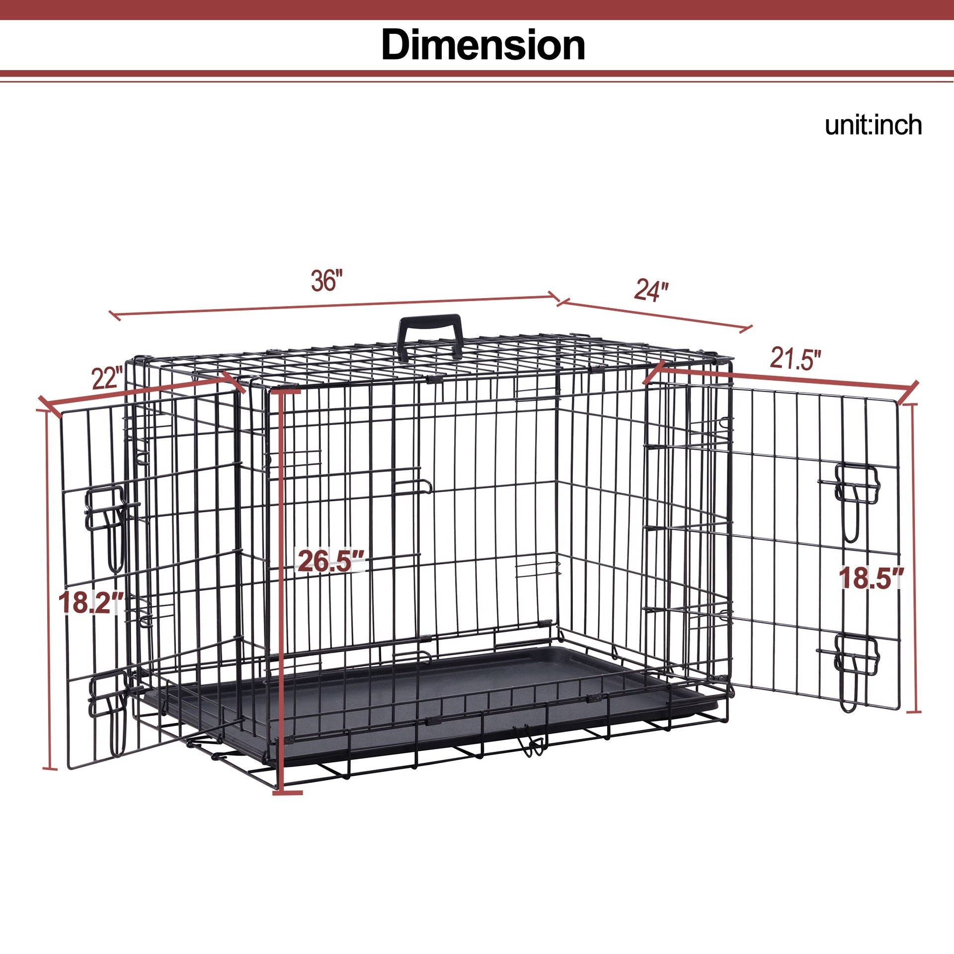 HKM-7967293 Large Encrypted Folding Dog Crate for Corgis and Shiba Inus, Iron Wire Construction, Two Size Options