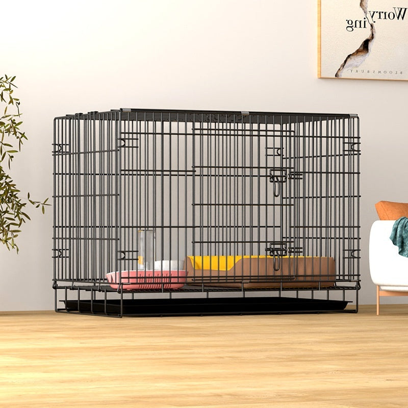 HKM-7967293 Large Encrypted Folding Dog Crate for Corgis and Shiba Inus, Iron Wire Construction, Two Size Options