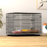 HKM-7967293 Large Encrypted Folding Dog Crate for Corgis and Shiba Inus, Iron Wire Construction, Two Size Options