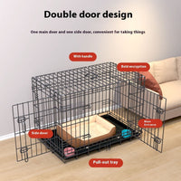 HKM-7967293 Large Encrypted Folding Dog Crate for Corgis and Shiba Inus, Iron Wire Construction, Two Size Options