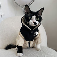 HKM-7967805 Cozy Coral Fleece Cat Clothes in Army Green, Sapphire Blue, and Beige - Multiple Sizes Available