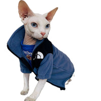 HKM-7967805 Cozy Coral Fleece Cat Clothes in Army Green, Sapphire Blue, and Beige - Multiple Sizes Available