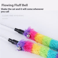 HKM-7968445 Rainbow Striped Long Plush Cat Teaser Toy for Interactive Play