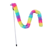 HKM-7968445 Rainbow Striped Long Plush Cat Teaser Toy for Interactive Play