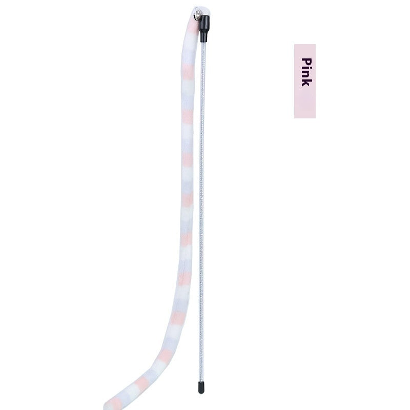 HKM-7968445 Rainbow Striped Long Plush Cat Teaser Toy for Interactive Play