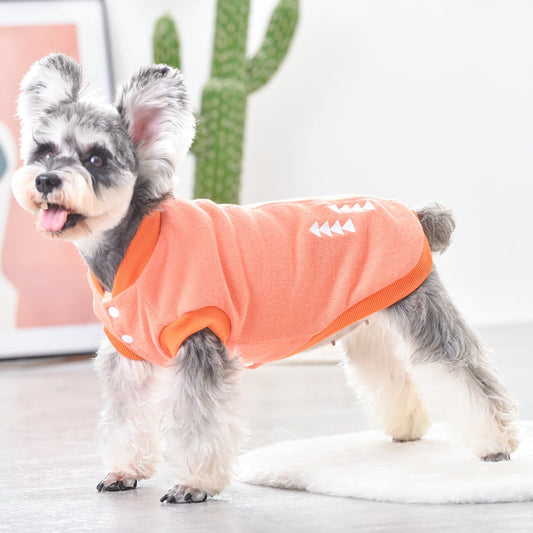 HKM-7969981 Cozy Double-Sided Flannel Jacket for Chihuahuas in Orange and Gray - Sizes S to 2L