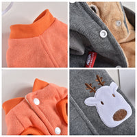 HKM-7969981 Cozy Double-Sided Flannel Jacket for Chihuahuas in Orange and Gray - Sizes S to 2L
