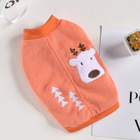 HKM-7969981 Cozy Double-Sided Flannel Jacket for Chihuahuas in Orange and Gray - Sizes S to 2L