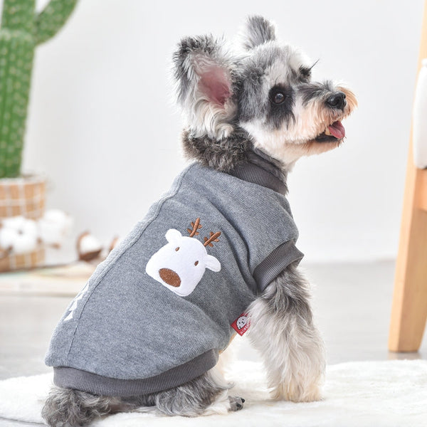 HKM-7969981 Cozy Double-Sided Flannel Jacket for Chihuahuas in Orange and Gray - Sizes S to 2L