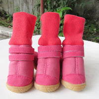 HKM-7970237 High Top Cotton Shoes for Dogs in Pink, Brown, and Black