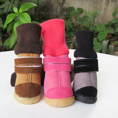 HKM-7970237 High Top Cotton Shoes for Dogs in Pink, Brown, and Black