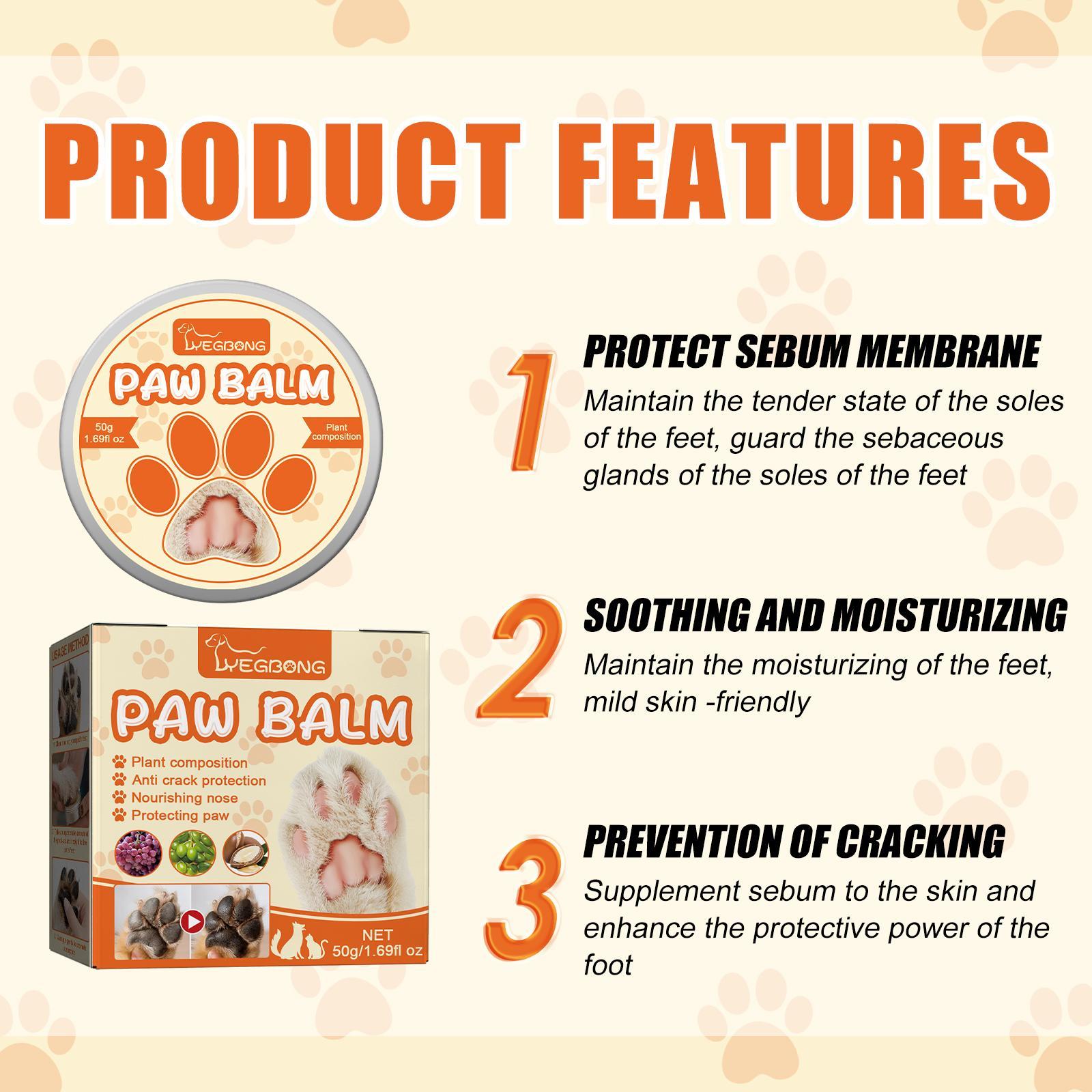 HKM-7971261 Pet Moisturizing Paw Cream for Cats and Dogs - Softens & Protects Dry Cracked Pads