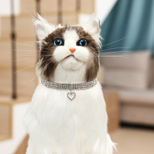 HKM-797139 Three-row Stretch Pet Rhinestone Necklace Cat Dog Collar