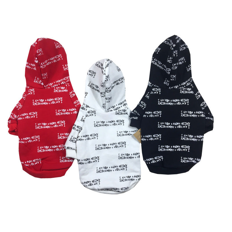 HKM-7971773 Stylish Cotton Sweatshirt for Dogs in Black, White, and Red - Multiple Sizes Available