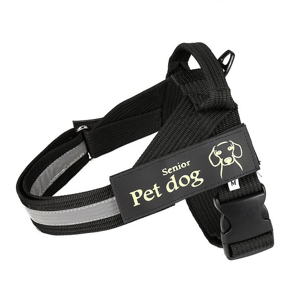 HKM-7972669 Durable Nylon Dog Leash and Chest Harness Set in Blue, Black, Red - Multiple Size Options Available