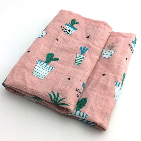 HKM-797267 Cotton Gauze Baby Quilt - Soft 60x60cm Wrap in Multiple Colors