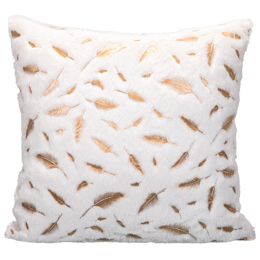 HKM-797267 Nordic Solid Color Plush Pillowcase with Imitation Feather Design - Available in Four Colors