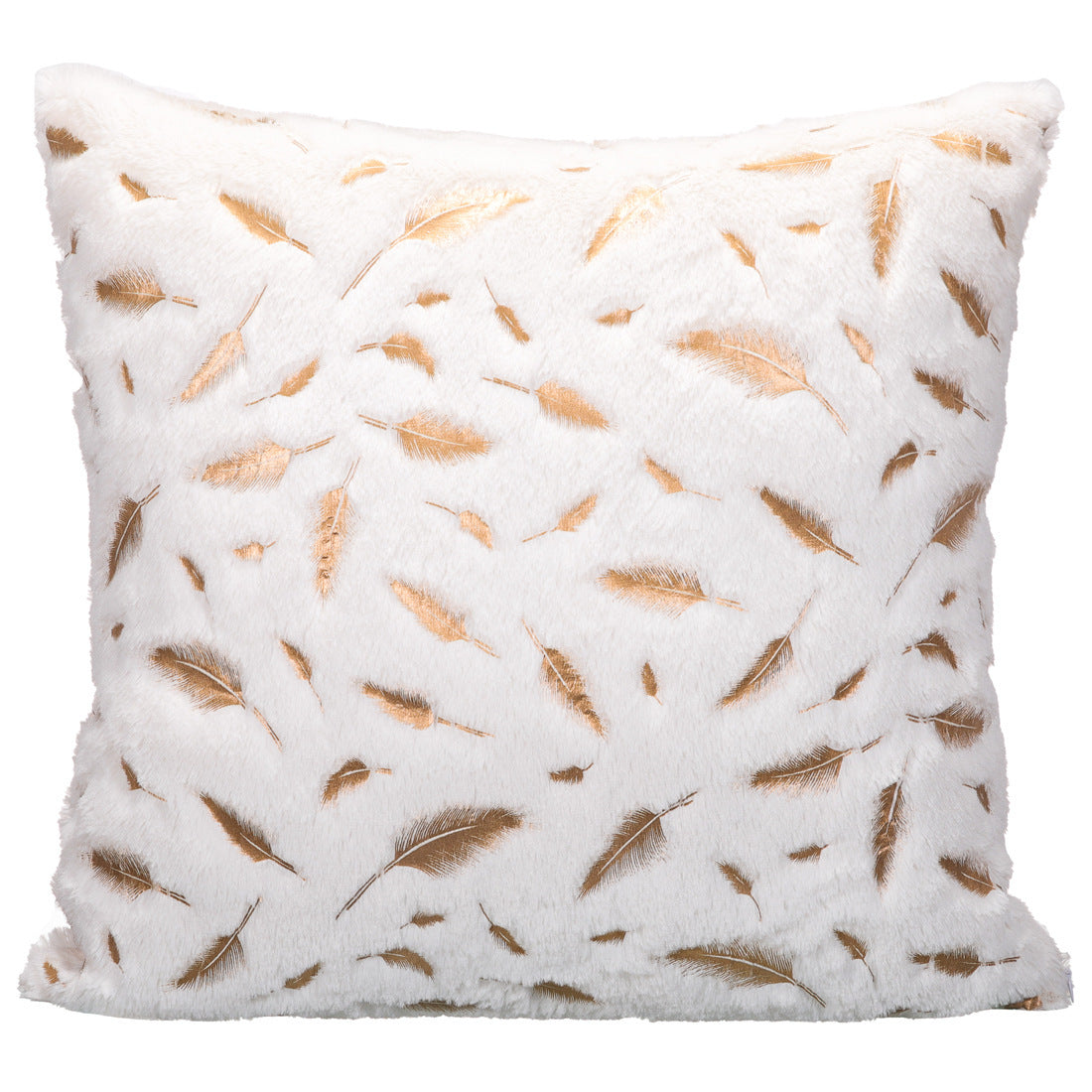 HKM-797267 Nordic Solid Color Plush Pillowcase with Imitation Feather Design - Available in Four Colors