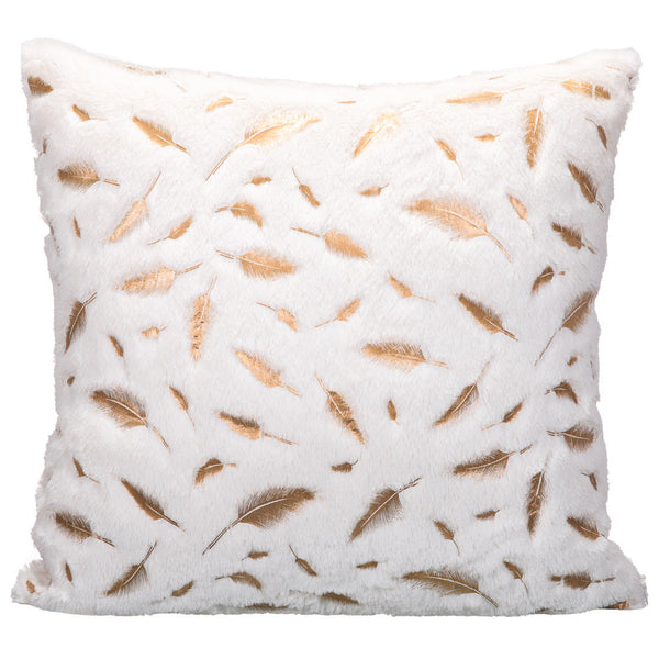 HKM-797267 Nordic Solid Color Plush Pillowcase with Imitation Feather Design - Available in Four Colors