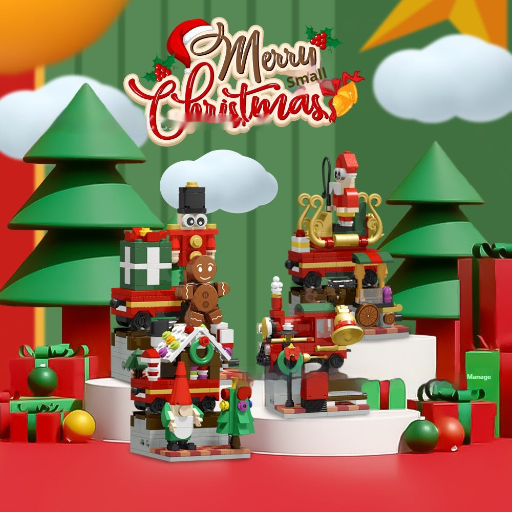 HKM-797395 24 Grid Christmas Scene Building Blocks Blind Box for Ages 7-14, 24 Pieces, Plastic Building Blocks, Fun Holiday Activity