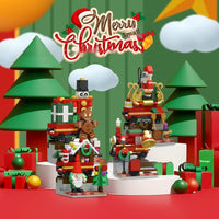 HKM-797395 24 Grid Christmas Scene Building Blocks Blind Box for Ages 7-14, 24 Pieces, Plastic Building Blocks, Fun Holiday Activity
