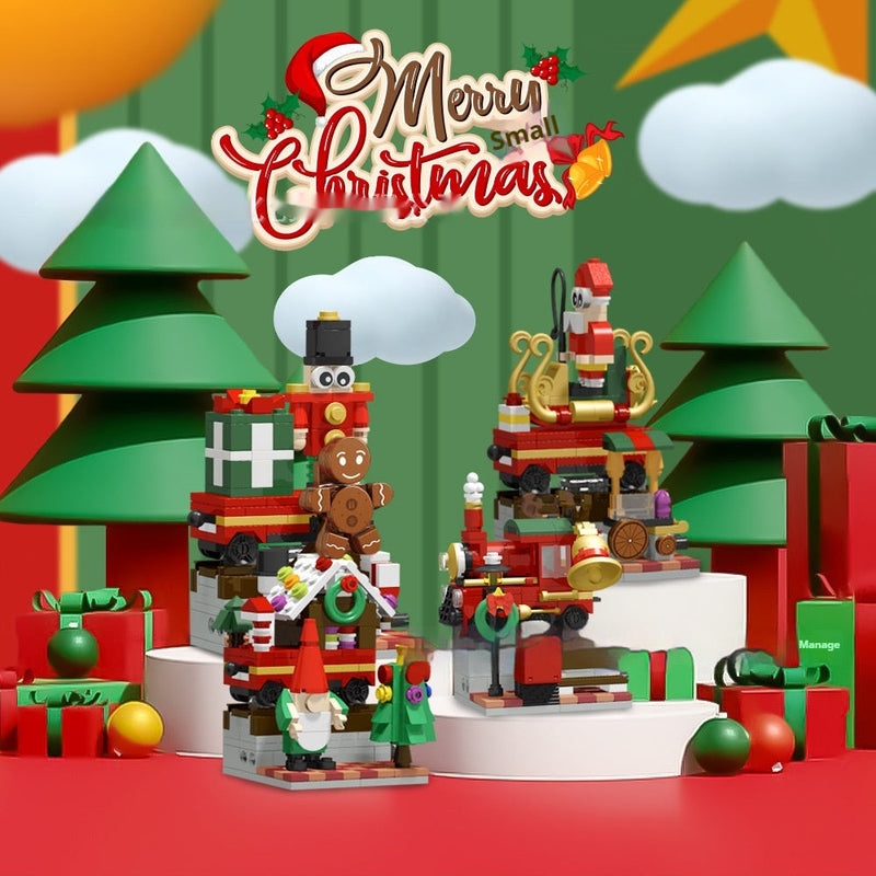 HKM-797395 24 Grid Christmas Scene Building Blocks Blind Box for Ages 7-14, 24 Pieces, Plastic Building Blocks, Fun Holiday Activity