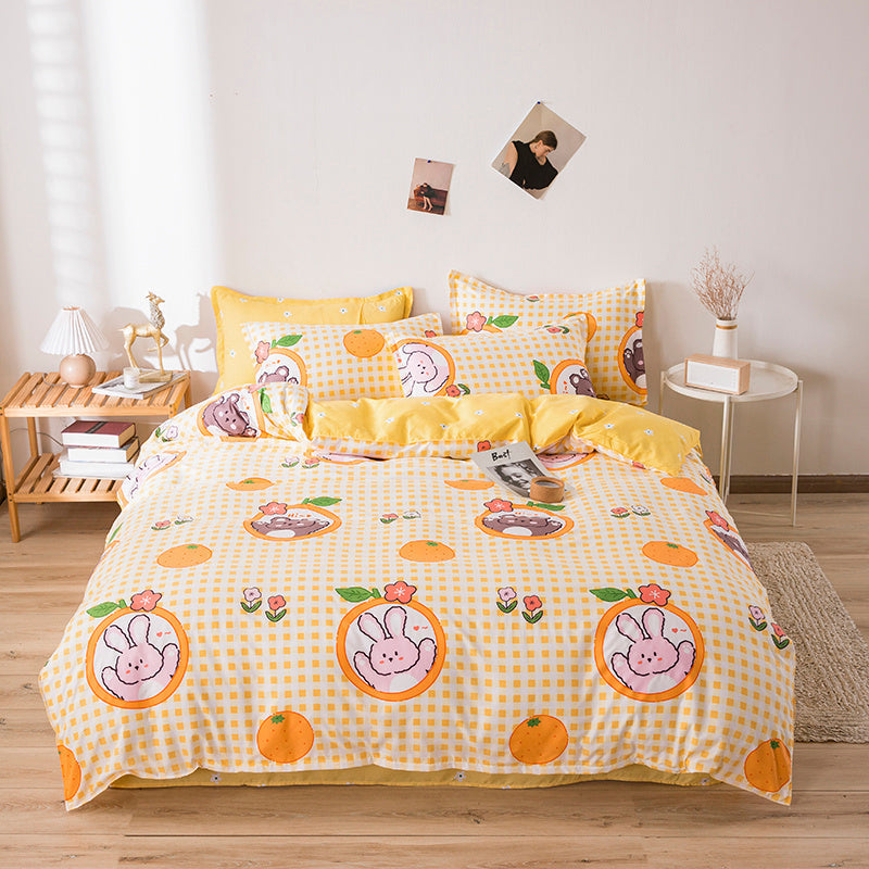 HKM-797395 Cartoon-Themed Four-Piece Bedding Set in Skin-Friendly Cotton for 1.5m, 1.8m, and 2.0m Beds