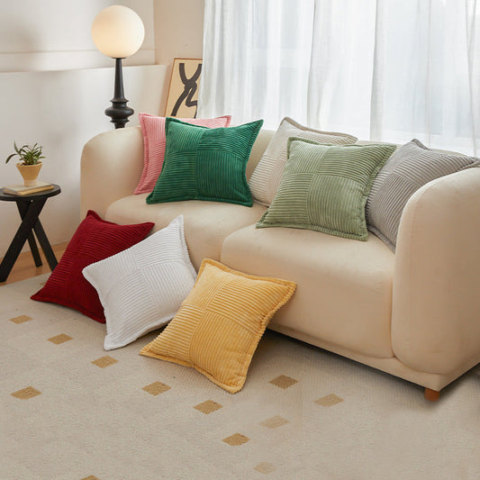 HKM-797395 Solid Color Christmas Corduroy Cushion Cover - Multiple Shades, 45x45cm