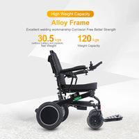 HKM-797459 Portable Folding Dual Motor Electric Wheelchair with Aluminum Alloy Frame, 120 kg Load Capacity, 20 km Driving Range