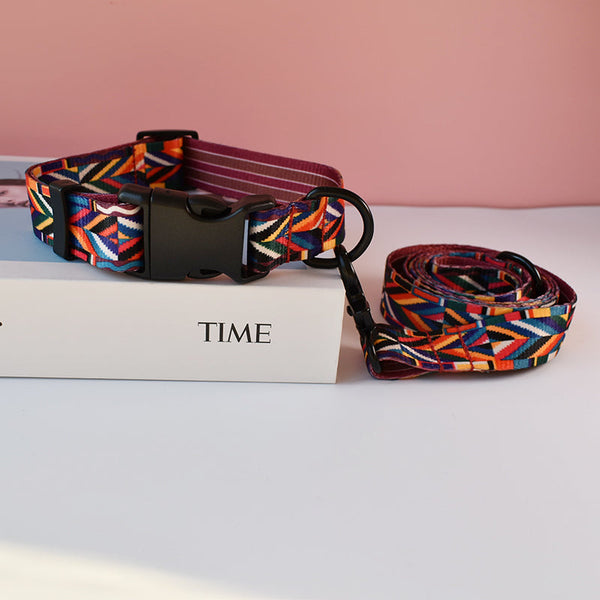 HKM-7975229 Ethnic Patterned Nylon Dog Leash - Sizes S, M, L, XL
