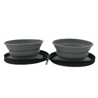 HKM-7975357 Folding Outdoor Pet Bowl Set for Water and Food, TPR & Oxford Cloth - Gray, 17.5 x 17 x 4.9cm